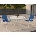 Telescope Casual Gardenella Patio Dininig Set in White with Cobalt Slings - In Stock - TC-QS-SET43