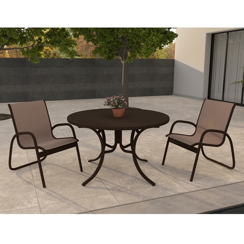 Telescope Casual Gardenella Patio Dininig Set in Kona with Augustine Fennel Slings - In Stock - TC-QS-SET52